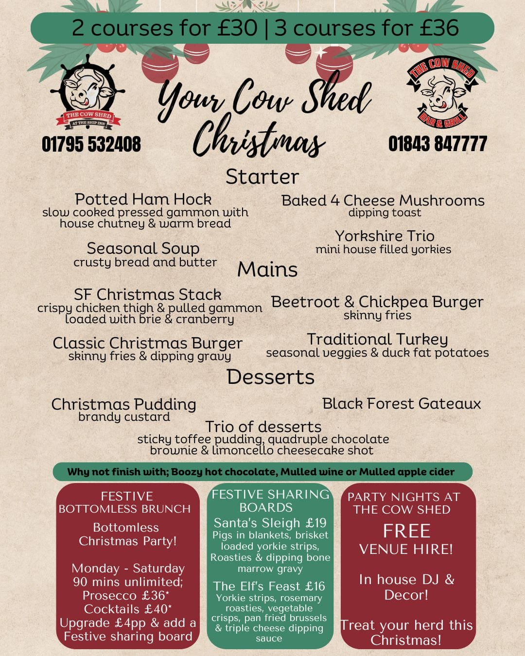 The Cow Shed's 2024 Festive Menu - The Cow Shed At The Ship Inn